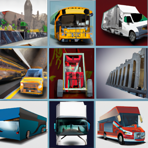 קולאז' של כלי תחבורה שונים, לרבות משאיות, טנדרים ואוטובוסים, המייצגים את השירותים המגוונים שמציעות חברות ההסעות.